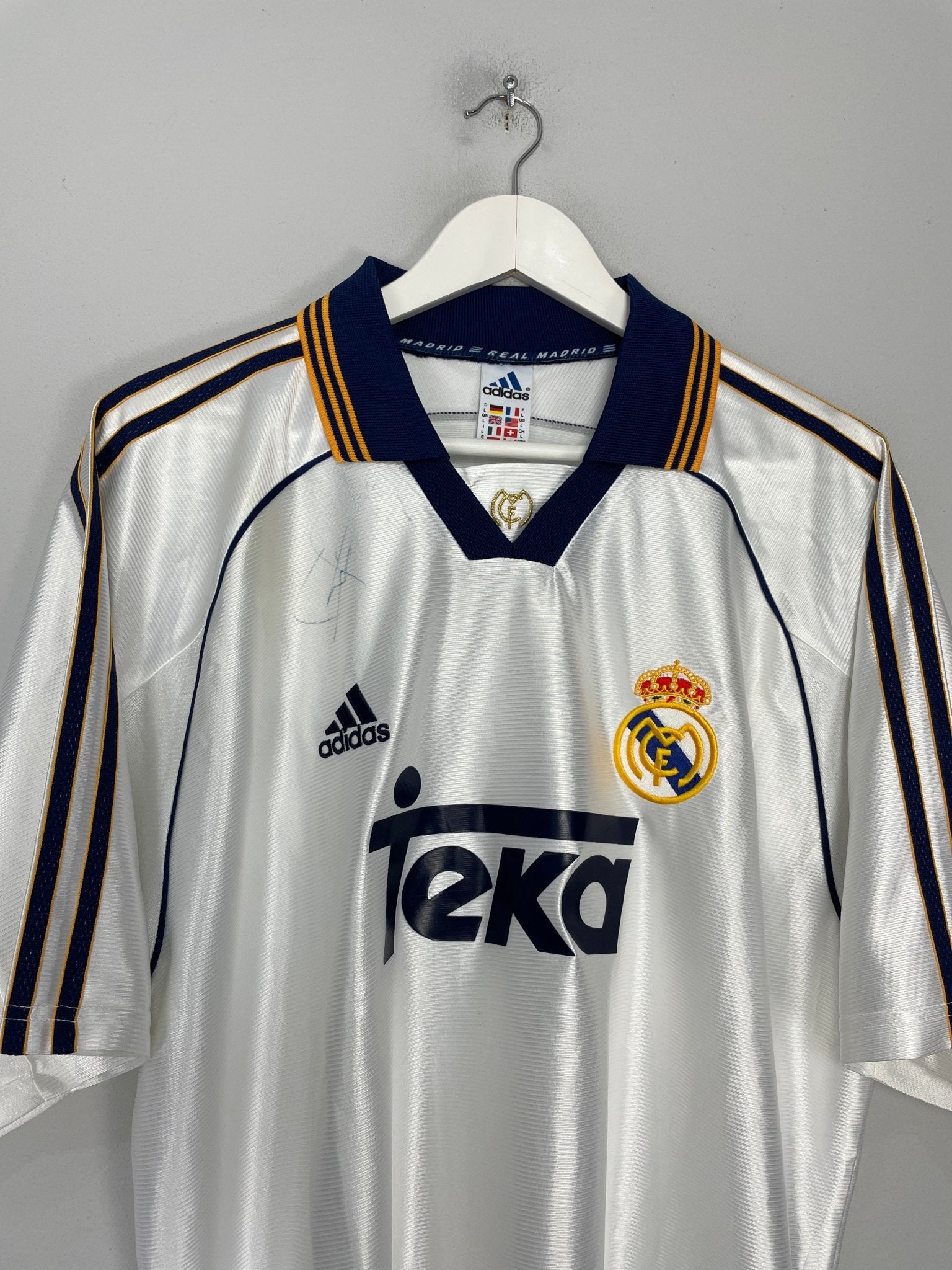 Shop 1998/00 REAL MADRID *SIGNED* HOME SHIRT (L) ADIDAS, classic football shirts, vintage football shirts & retro soccer jerseys at Cult Kits
