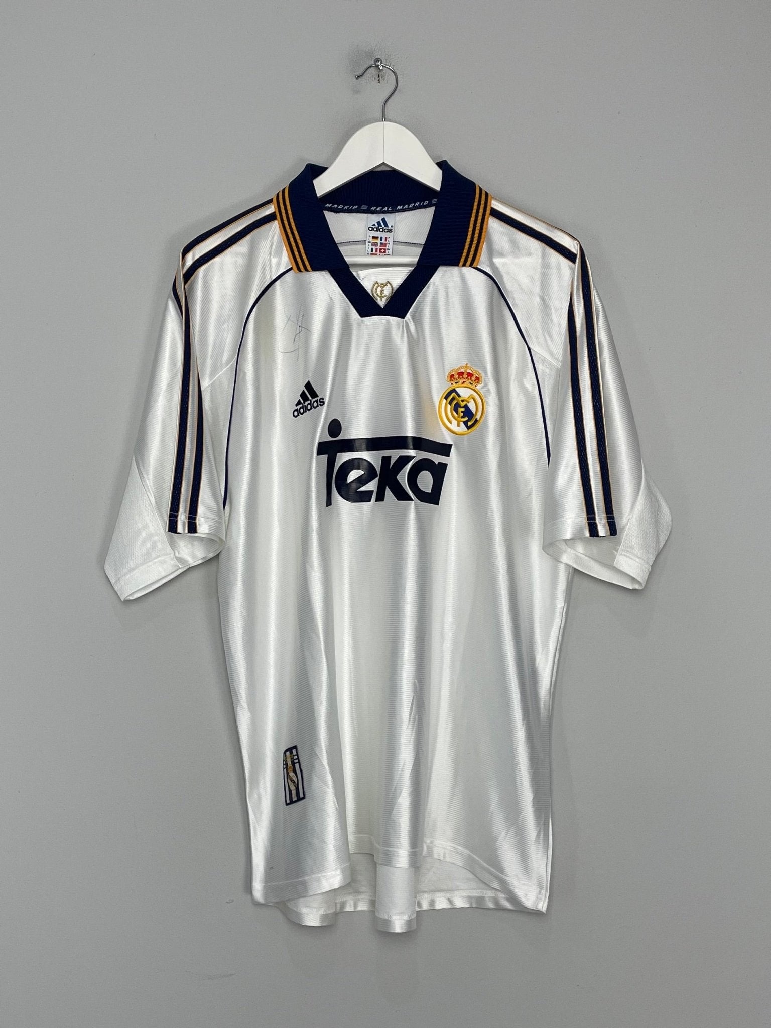 Shop 1998/00 REAL MADRID *SIGNED* HOME SHIRT (L) ADIDAS, classic football shirts, vintage football shirts & retro soccer jerseys at Cult Kits