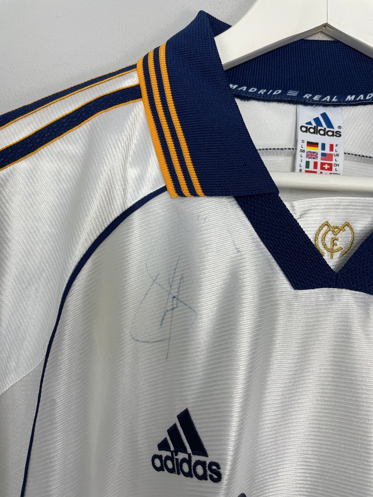 Shop 1998/00 REAL MADRID *SIGNED* HOME SHIRT (L) ADIDAS, classic football shirts, vintage football shirts & retro soccer jerseys at Cult Kits