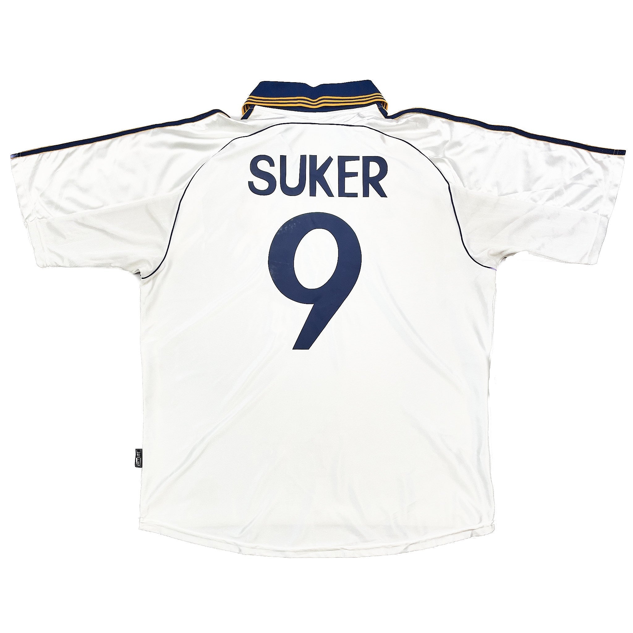 Buy 1998/00 Real Madrid Suker 9 Home Shirt (XL) Adidas ~ Free worldwide shipping available ~ Authentic Vintage Football Shirts from Cult Kits