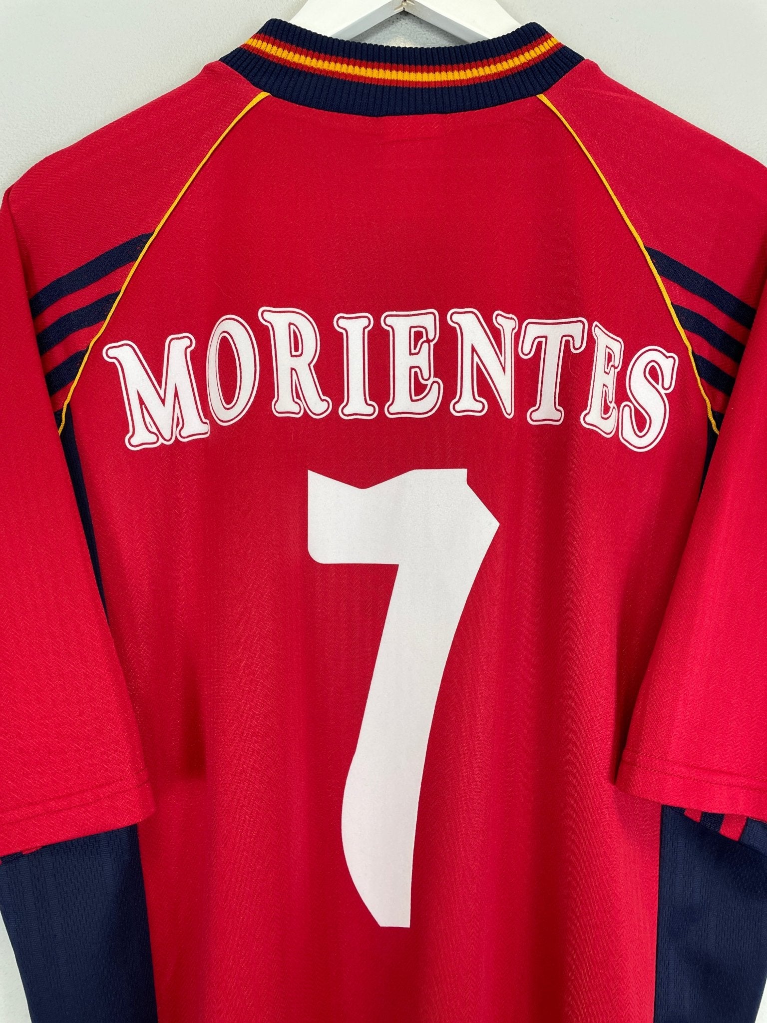 Shop 1998/00 SPAIN MORIENTES #7 HOME SHIRT (L) ADIDAS, classic football shirts, vintage football shirts & retro soccer jerseys at Cult Kits