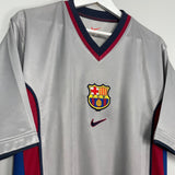Shop 1998/01 BARCELONA AWAY SHIRT (L) NIKE, classic football shirts, vintage football shirts & retro soccer jerseys at Cult Kits