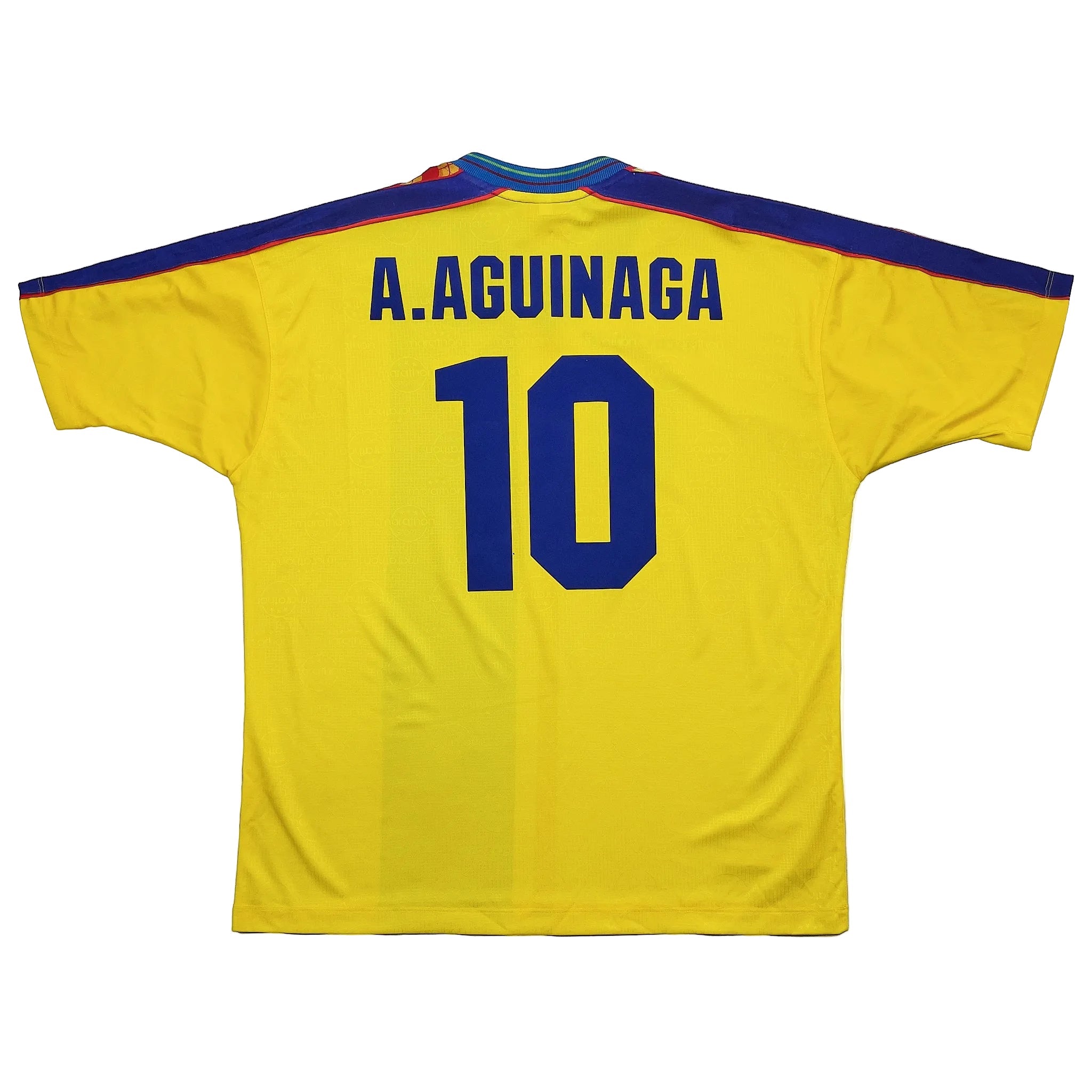 Buy 1998/01 Ecuador Aguinaga 10 Home Shirt (L) Marathon ~ Free worldwide shipping ~ Authentic Vintage Football Shirts from Cult Kits