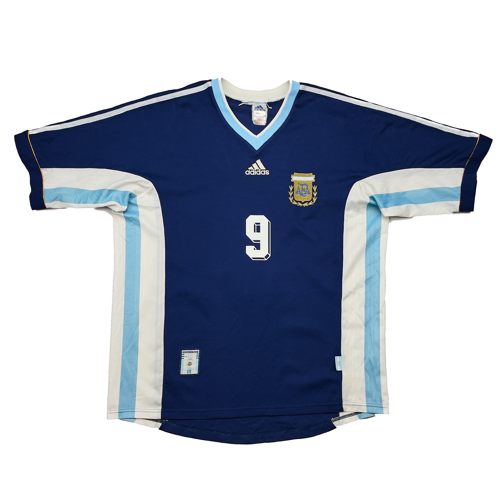 Buy 1998/99 Argentina Batistuta 9 Away Shirt (L) Adidas ~ Free worldwide shipping ~ Authentic Vintage Football Shirts from Cult Kits