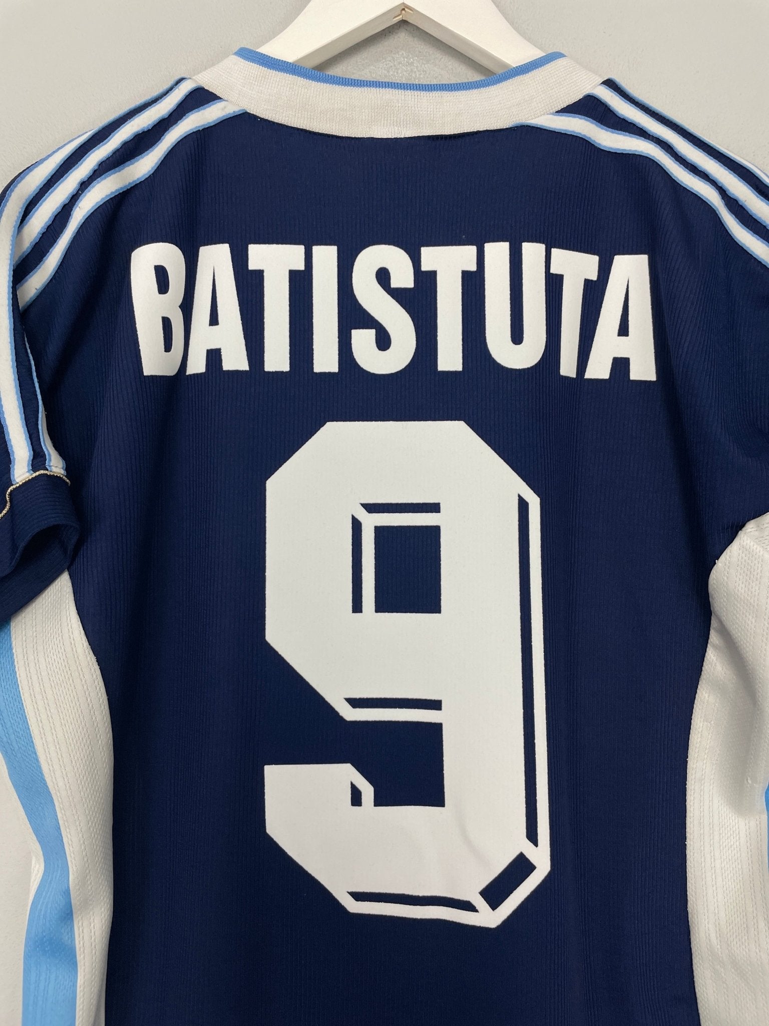 Shop 1998/99 ARGENTINA BATISTUTA #9 AWAY SHIRT (M) ADIDAS, classic football shirts, vintage football shirts & retro soccer jerseys at Cult Kits