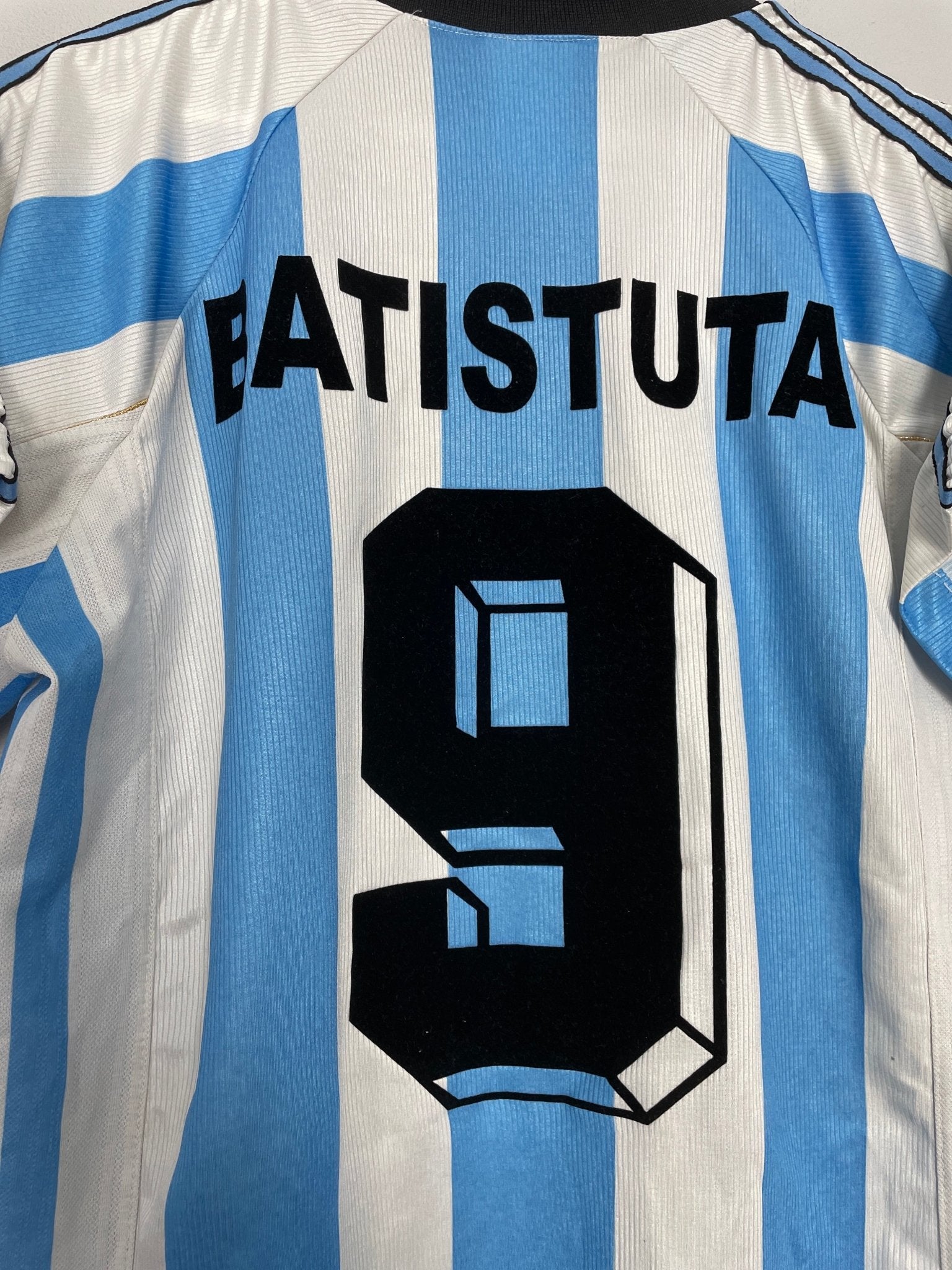 Shop 1998/99 ARGENTINA BATISTUTA #9 HOME SHIRT (S) ADIDAS, classic football shirts, vintage football shirts & retro soccer jerseys at Cult Kits