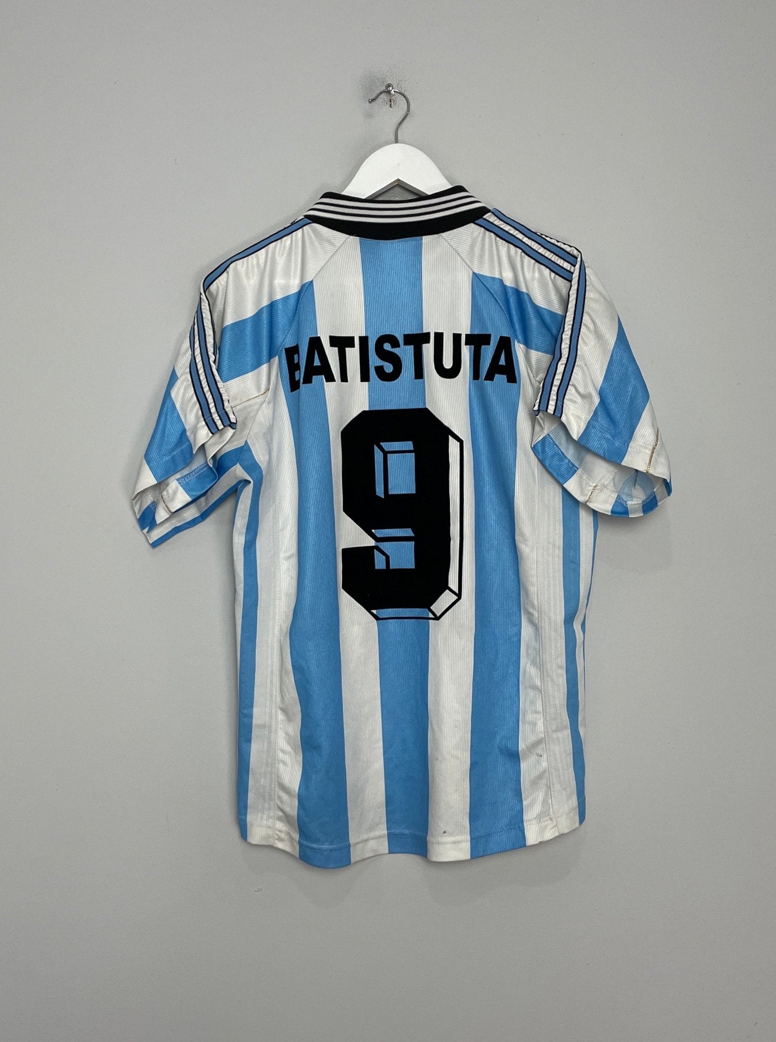 Shop 1998/99 ARGENTINA BATISTUTA #9 HOME SHIRT (S) ADIDAS, classic football shirts, vintage football shirts & retro soccer jerseys at Cult Kits