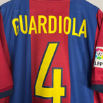Shop 1998/99 BARCELONA GUARDIOLA #4 HOME SHIRT (L) NIKE, classic football shirts, vintage football shirts & retro soccer jerseys at Cult Kits