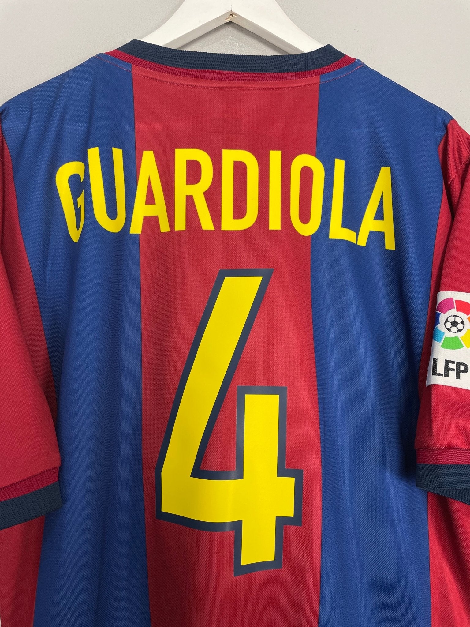 Shop 1998/99 BARCELONA GUARDIOLA #4 HOME SHIRT (L) NIKE, classic football shirts, vintage football shirts & retro soccer jerseys at Cult Kits
