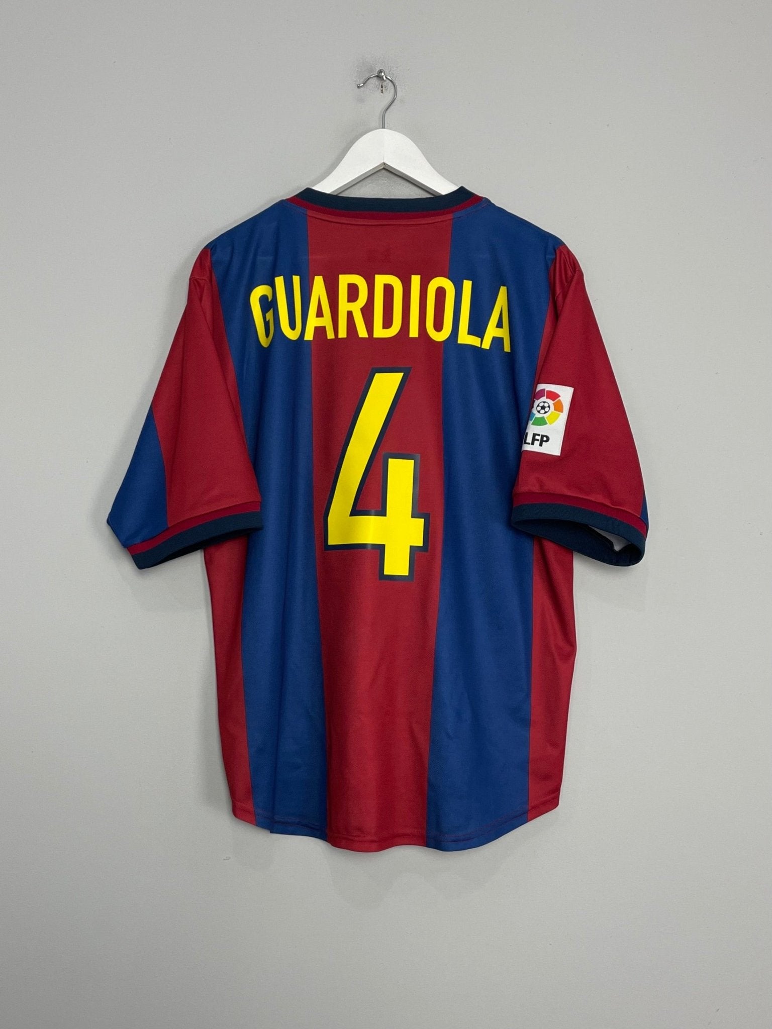 Shop 1998/99 BARCELONA GUARDIOLA #4 HOME SHIRT (L) NIKE, classic football shirts, vintage football shirts & retro soccer jerseys at Cult Kits