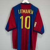 Shop 1998/99 BARCELONA LITMANEN #10 HOME SHIRT (XXL) NIKE, classic football shirts, vintage football shirts & retro soccer jerseys at Cult Kits