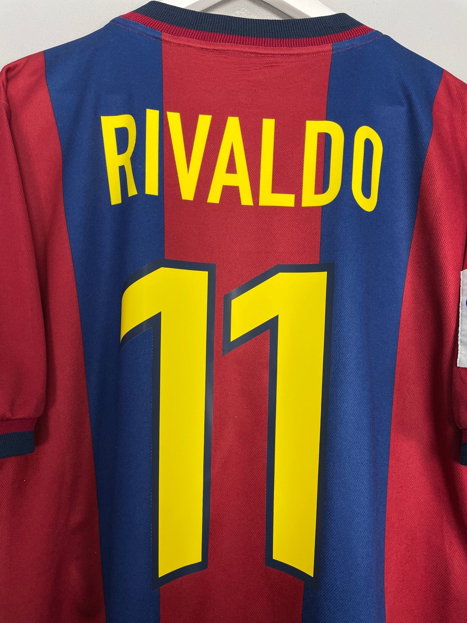 Shop 1998/99 BARCELONA RIVALDO #11 HOME SHIRT (M) NIKE, classic football shirts, vintage football shirts & retro soccer jerseys at Cult Kits