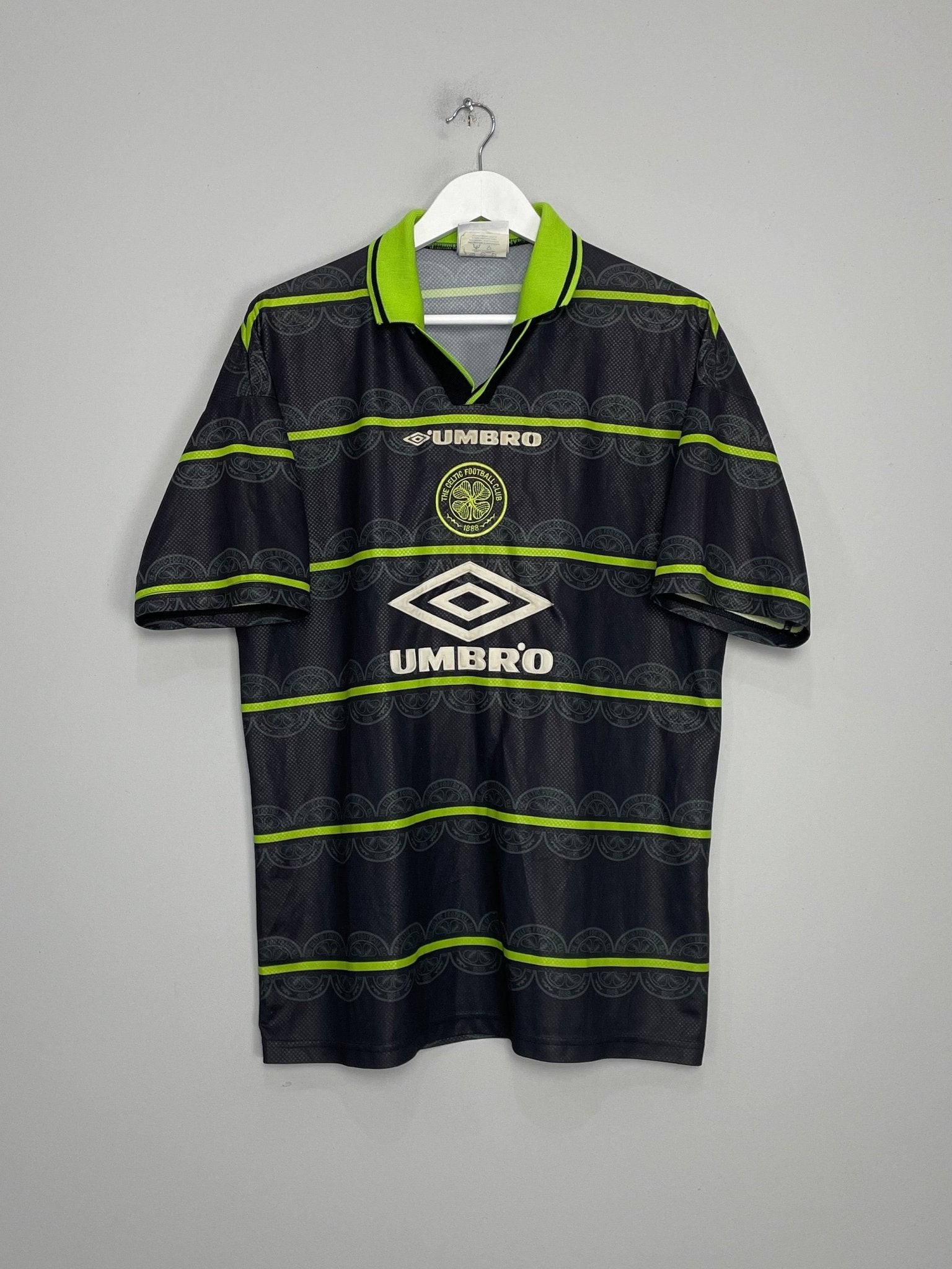 Shop 1998/99 CELTIC LARSSON #7 AWAY SHIRT (L) UMBRO, classic football shirts, vintage football shirts & retro soccer jerseys at Cult Kits