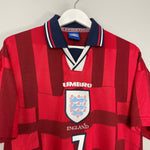 Shop 1998/99 ENGLAND BECKHAM #7 AWAY SHIRT (M) UMBRO, classic football shirts, vintage football shirts & retro soccer jerseys at Cult Kits