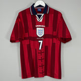 Shop 1998/99 ENGLAND BECKHAM #7 AWAY SHIRT (M) UMBRO, classic football shirts, vintage football shirts & retro soccer jerseys at Cult Kits