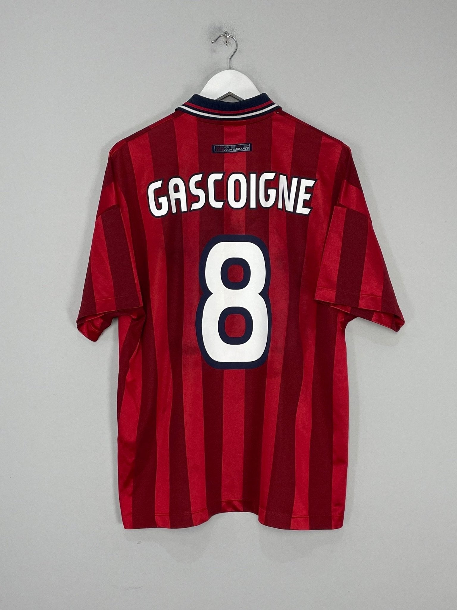 Shop 1998/99 ENGLAND GASCOIGNE #8 AWAY SHIRT (L) UMBRO, classic football shirts, vintage football shirts & retro soccer jerseys at Cult Kits
