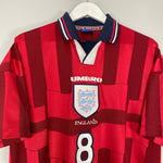 Shop 1998/99 ENGLAND GASCOIGNE #8 AWAY SHIRT (L) UMBRO, classic football shirts, vintage football shirts & retro soccer jerseys at Cult Kits