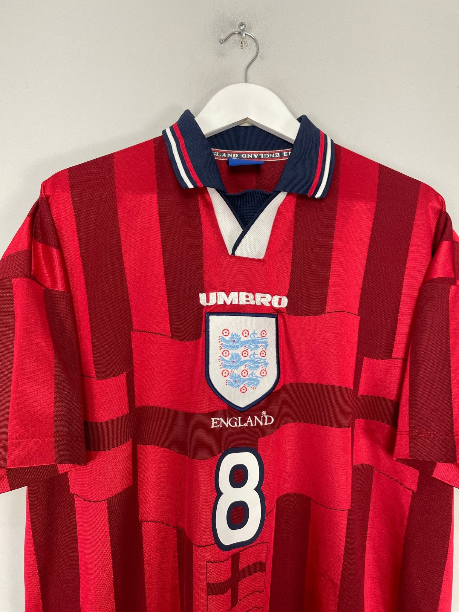 Shop 1998/99 ENGLAND GASCOIGNE #8 AWAY SHIRT (L) UMBRO, classic football shirts, vintage football shirts & retro soccer jerseys at Cult Kits
