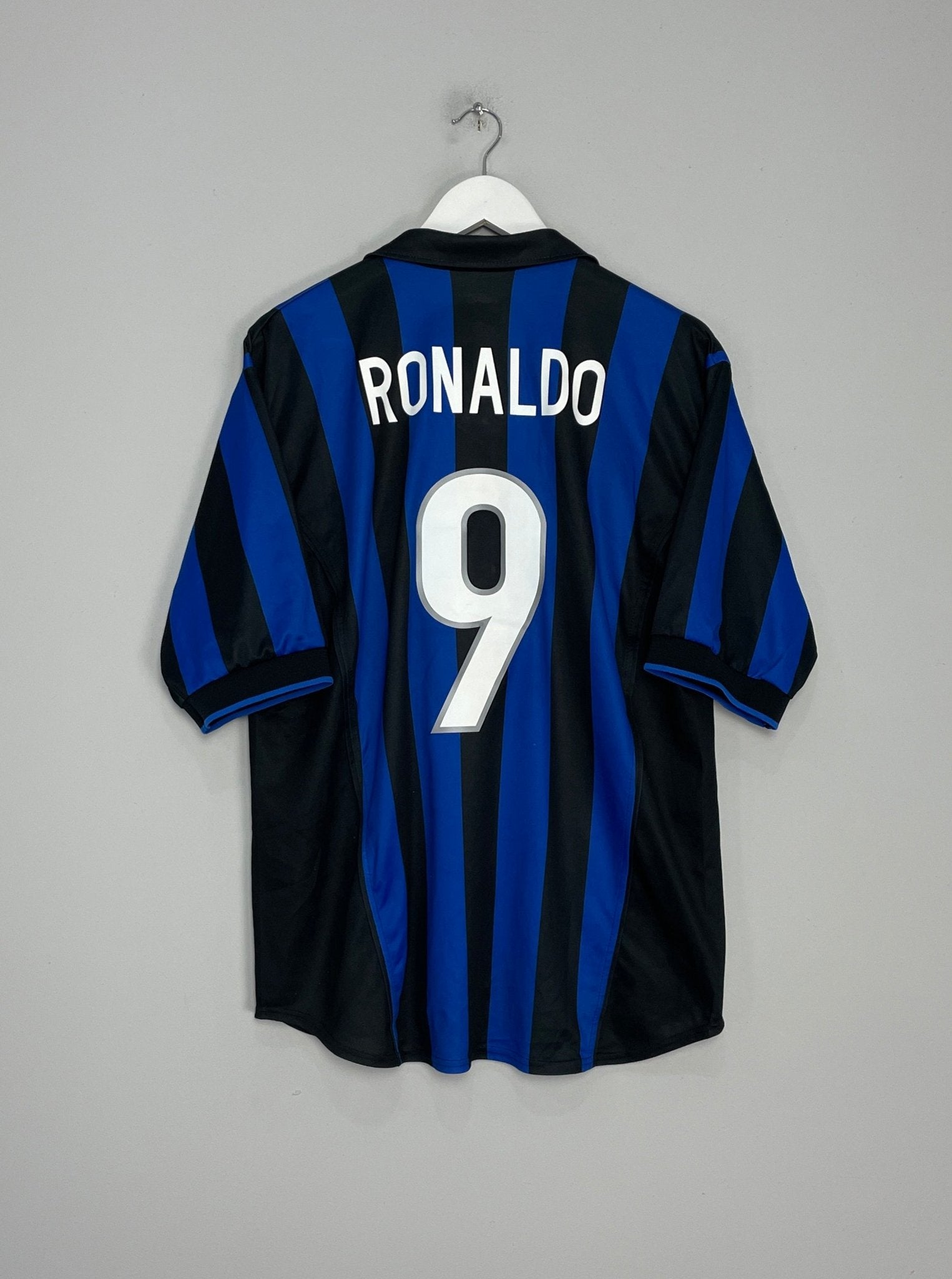 Shop 1998/99 INTER MILAN RONALDO #9 HOME SHIRT (L) NIKE, classic football shirts, vintage football shirts & retro soccer jerseys at Cult Kits