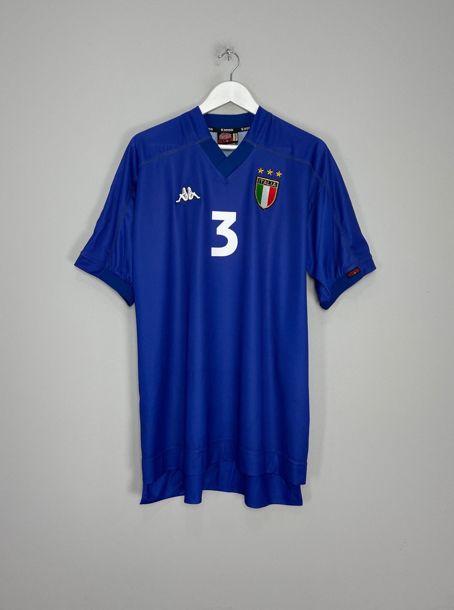 Shop 1998/99 ITALY MALDINI #3 HOME SHIRT (XL) KAPPA, classic football shirts, vintage football shirts & retro soccer jerseys at Cult Kits