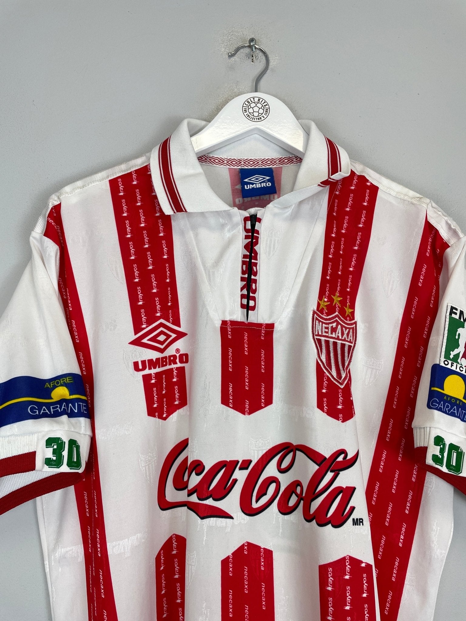 Shop 1998/99 NECAXA #30 HOME SHIRT (XL) UMBRO, classic football shirts, vintage football shirts & retro soccer jerseys at Cult Kits