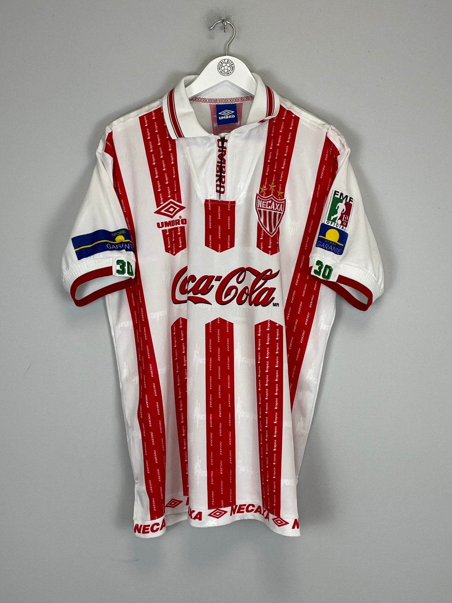 Shop 1998/99 NECAXA #30 HOME SHIRT (XL) UMBRO, classic football shirts, vintage football shirts & retro soccer jerseys at Cult Kits