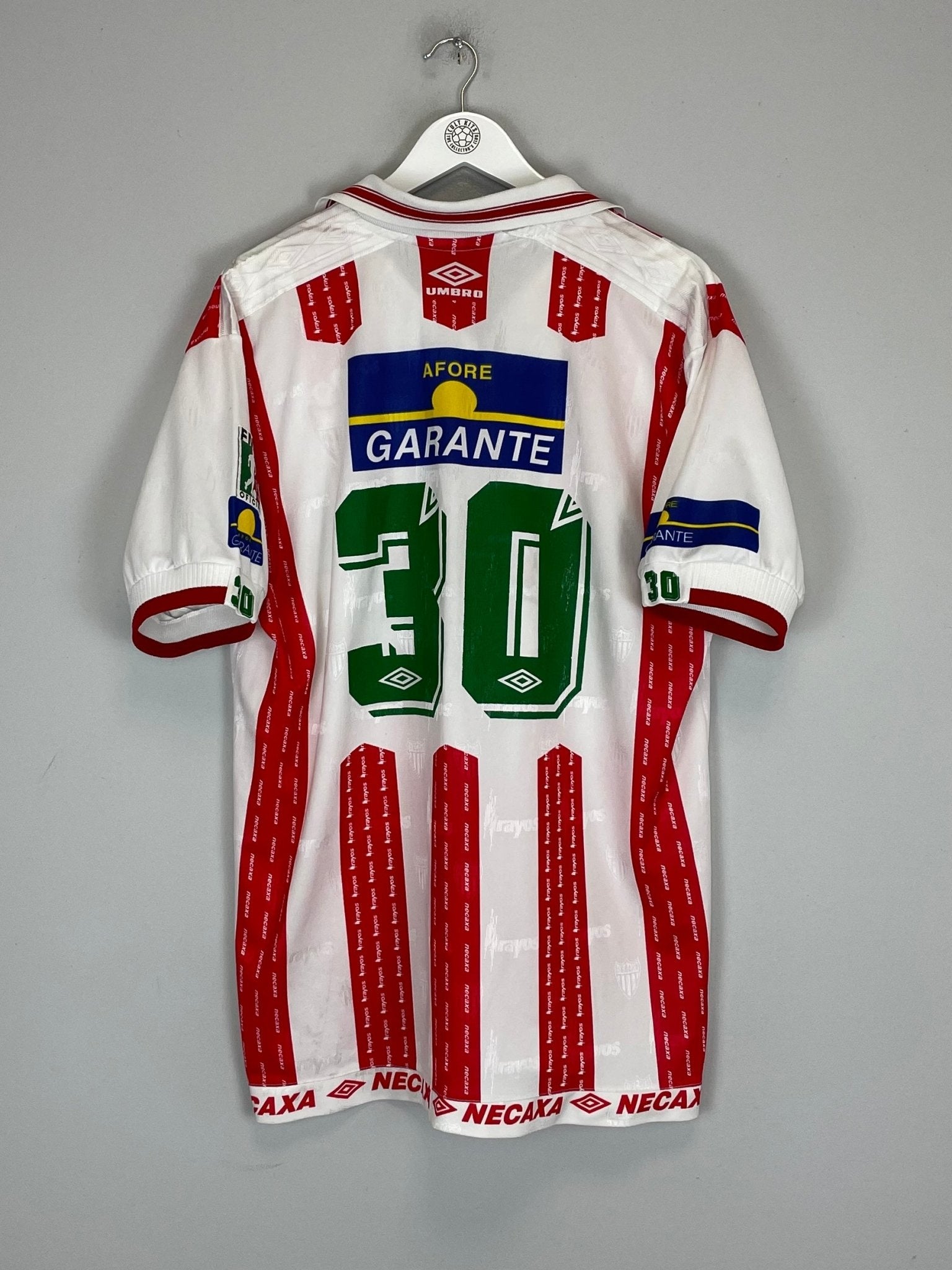 Shop 1998/99 NECAXA #30 HOME SHIRT (XL) UMBRO, classic football shirts, vintage football shirts & retro soccer jerseys at Cult Kits