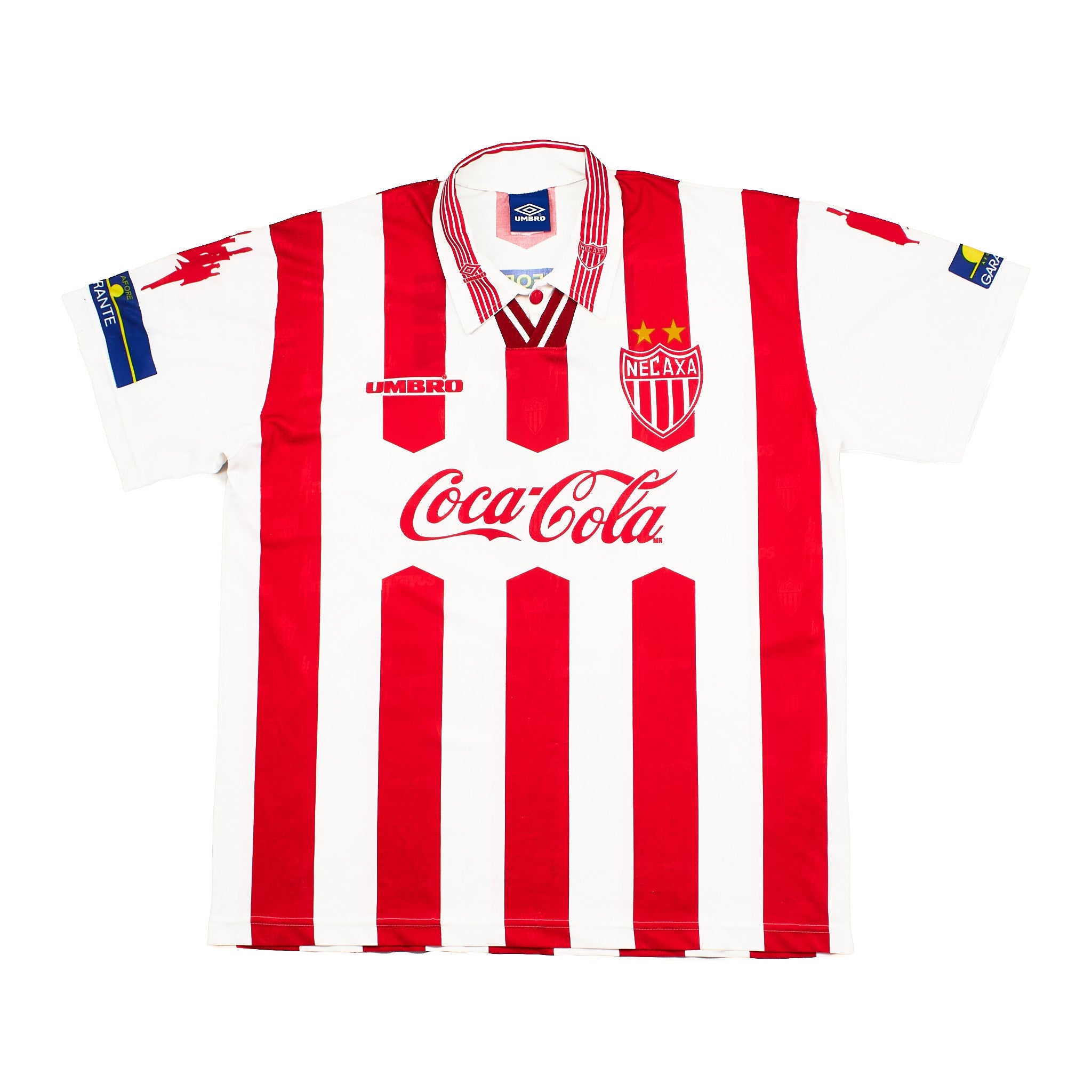 Buy 1998/99 Necaxa Aguinaga 7 Home Shirt (XL) Umbro ~ Free worldwide shipping ~ Authentic Vintage Football Shirts from Cult Kits