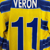 Shop 1998/99 PARMA VERON #11 L/S HOME SHIRT (M) LOTTO, classic football shirts, vintage football shirts & retro soccer jerseys at Cult Kits