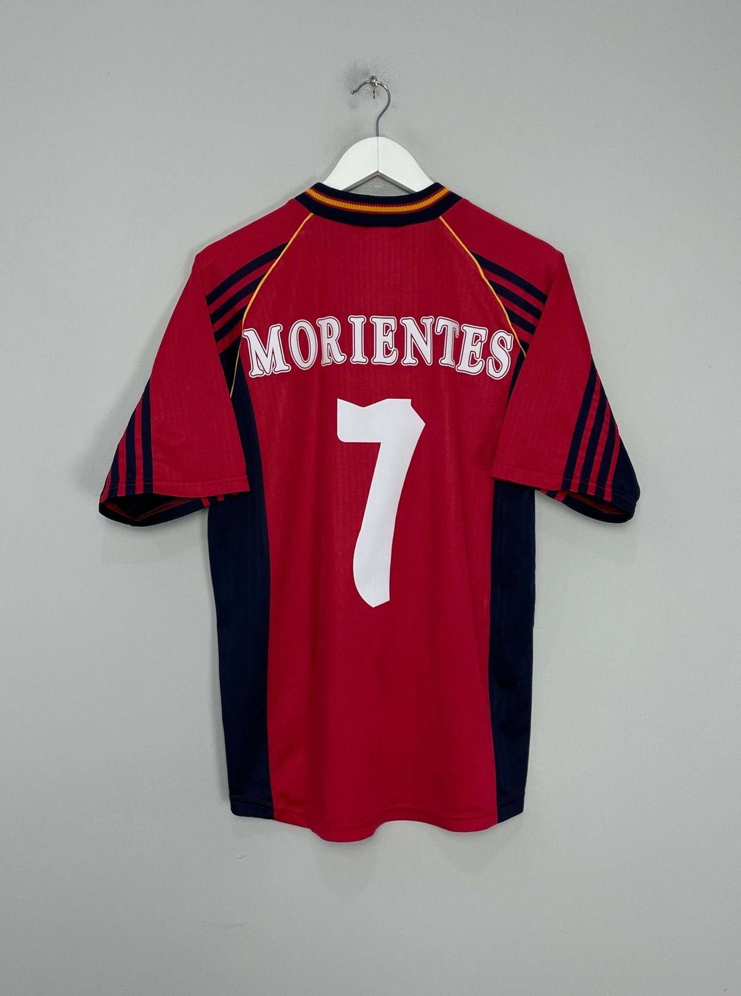 Shop 1998/99 SPAIN MORIENTES #7 HOME SHIRT (M) ADIDAS, classic football shirts, vintage football shirts & retro soccer jerseys at Cult Kits