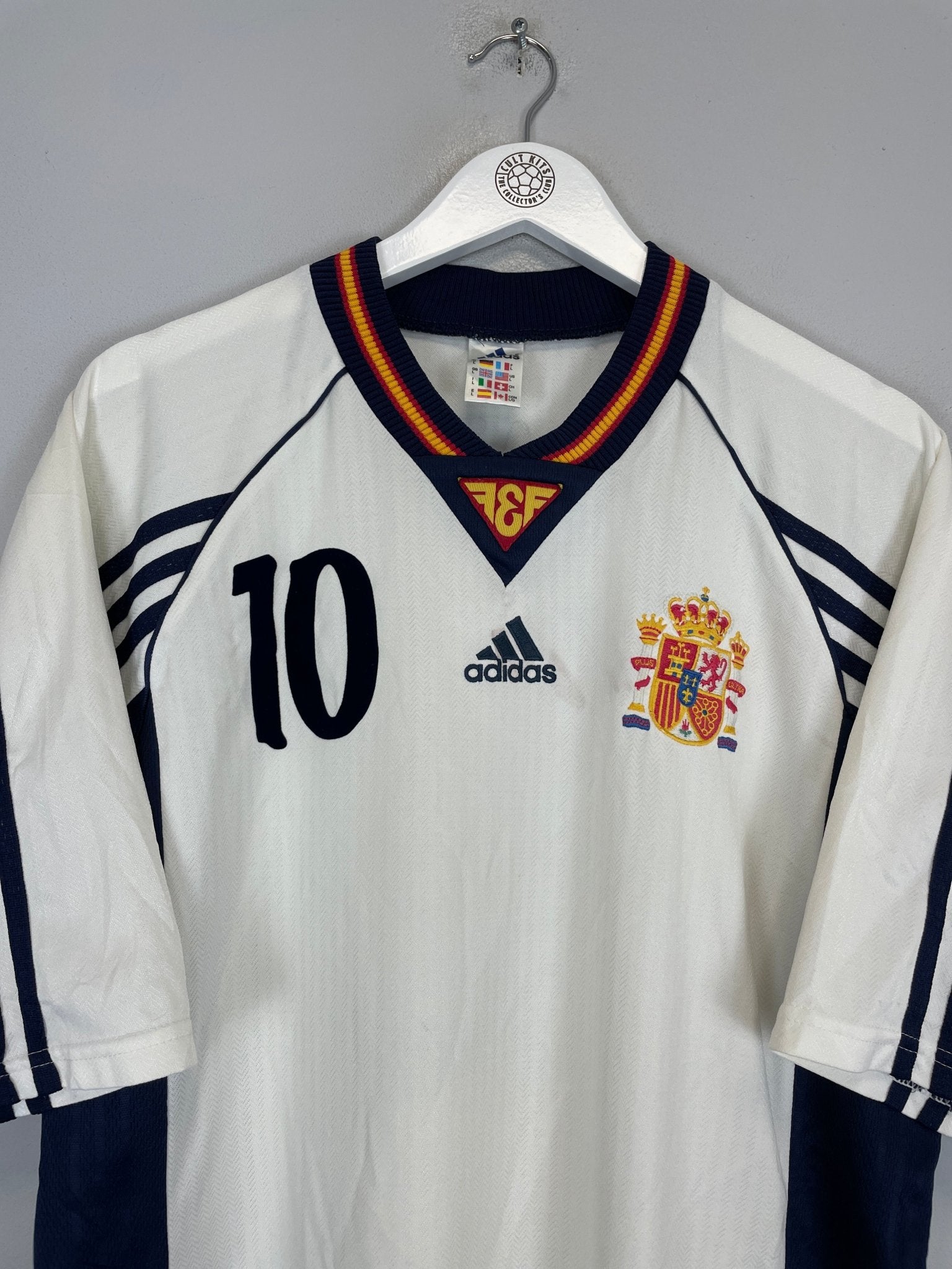 Shop 1998/99 SPAIN RAUL #10 AWAY SHIRT (L) ADIDAS, classic football shirts, vintage football shirts & retro soccer jerseys at Cult Kits
