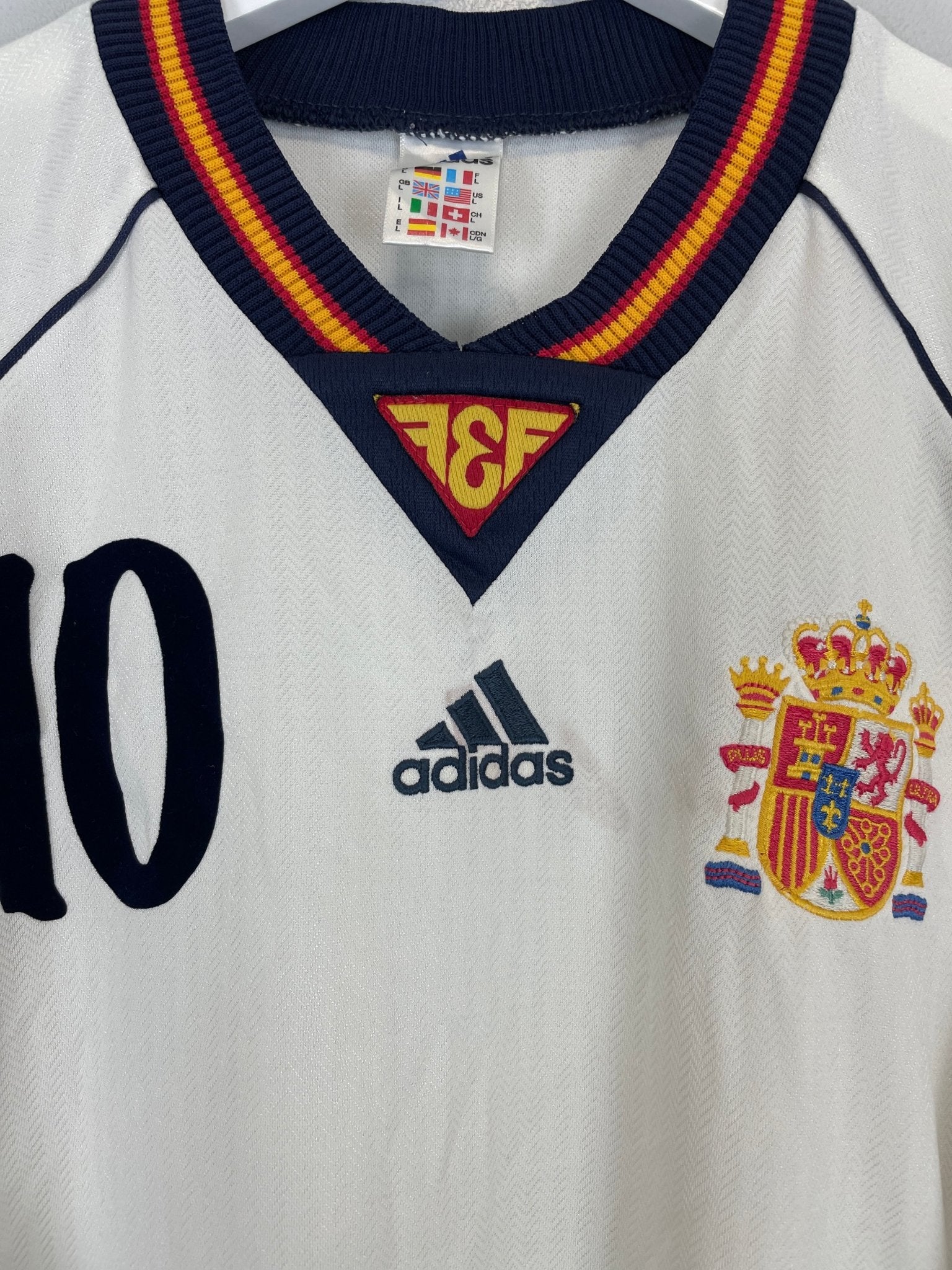 Shop 1998/99 SPAIN RAUL #10 AWAY SHIRT (L) ADIDAS, classic football shirts, vintage football shirts & retro soccer jerseys at Cult Kits