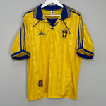 Shop 1998/99 SWEDEN HOME SHIRT (L) ADIDAS, classic football shirts, vintage football shirts & retro soccer jerseys at Cult Kits
