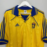 Shop 1998/99 SWEDEN HOME SHIRT (L) ADIDAS, classic football shirts, vintage football shirts & retro soccer jerseys at Cult Kits