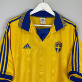 Shop 1998/99 SWEDEN HOME SHIRT (XL) ADIDAS, classic football shirts, vintage football shirts & retro soccer jerseys at Cult Kits