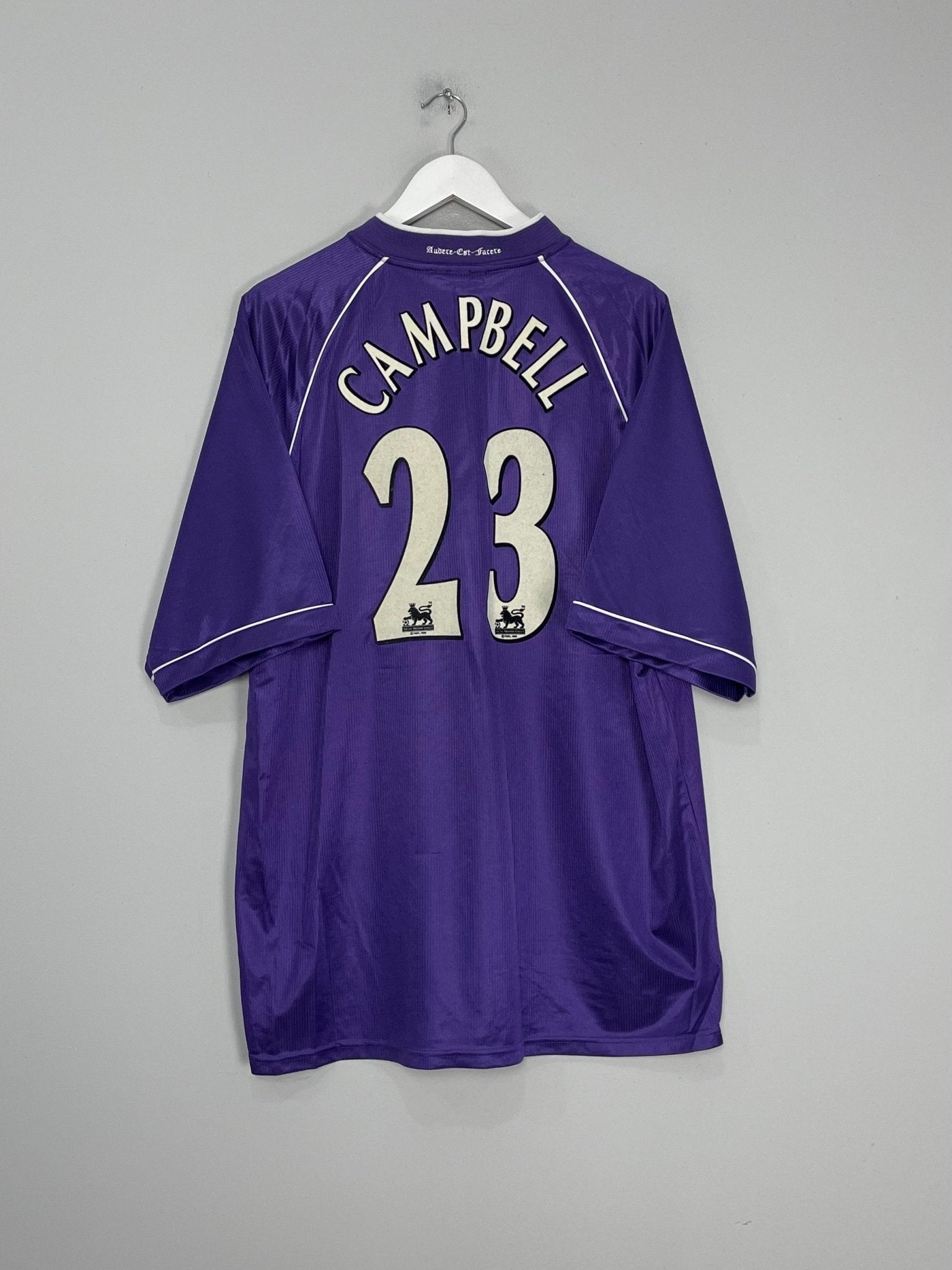 Shop 1998/99 TOTTENHAM CAMPBELL #23 AWAY SHIRT (XL) PONY, classic football shirts, vintage football shirts & retro soccer jerseys at Cult Kits