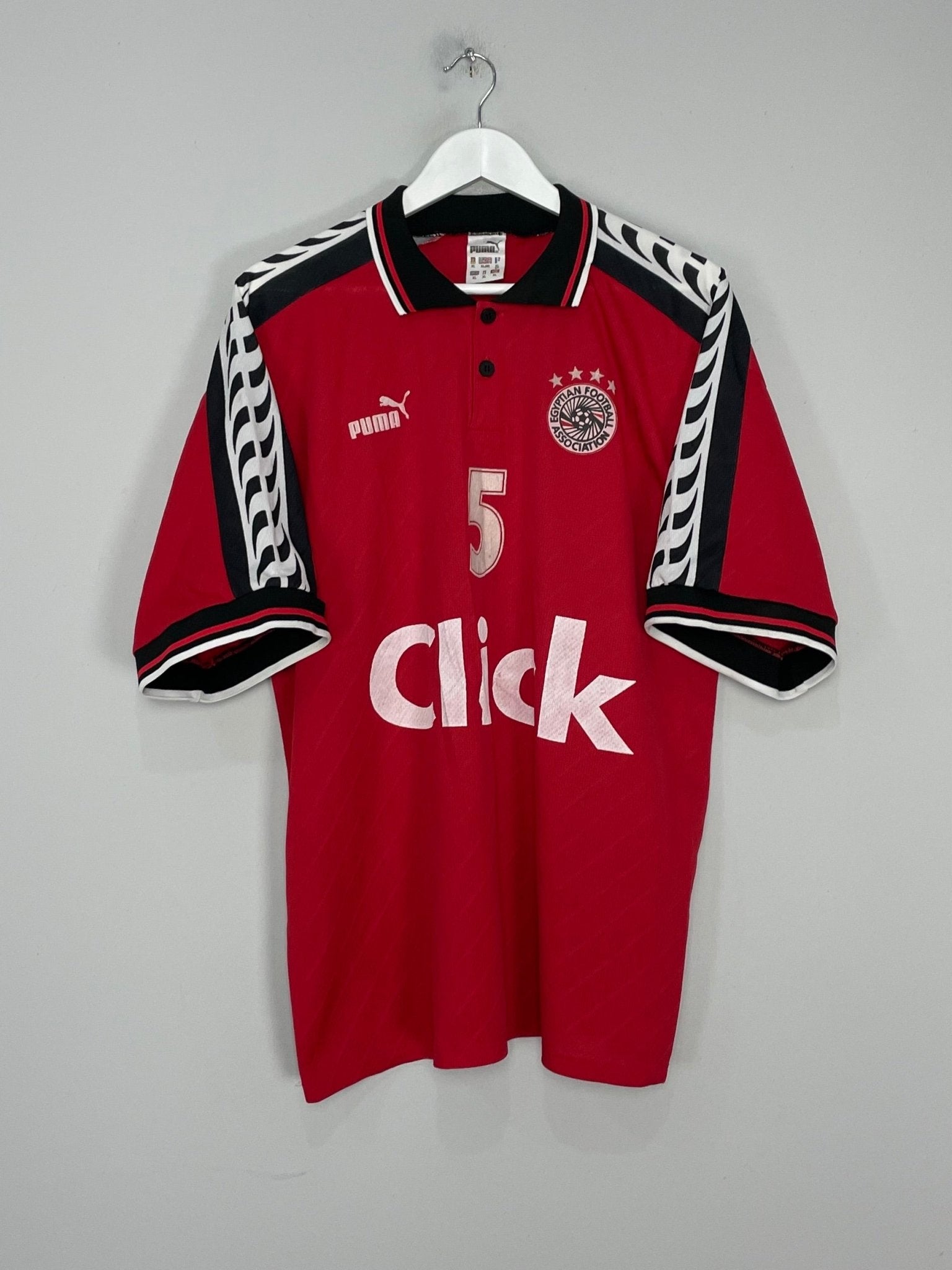 Shop 1999 EGYPT #5 *PLAYER ISSUE* HOME SHIRT (XL) PUMA, classic football shirts, vintage football shirts & retro soccer jerseys at Cult Kits