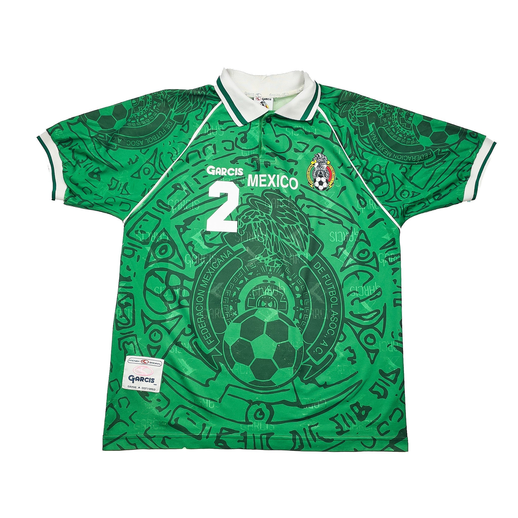 Buy 1999 Mexico C.Suarez 2 Home Shirt (M) Garcis ~ Free worldwide shipping ~ Authentic Vintage Football Shirts from Cult Kits