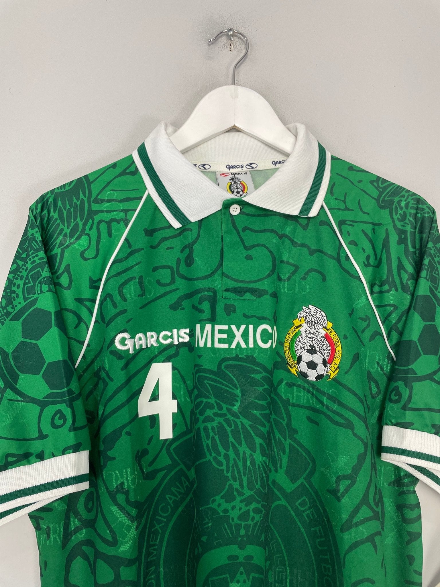 Shop 1999 MEXICO MARQUEZ #4 *BNWT* HOME SHIRT (L) GARCIS, classic football shirts, vintage football shirts & retro soccer jerseys at Cult Kits