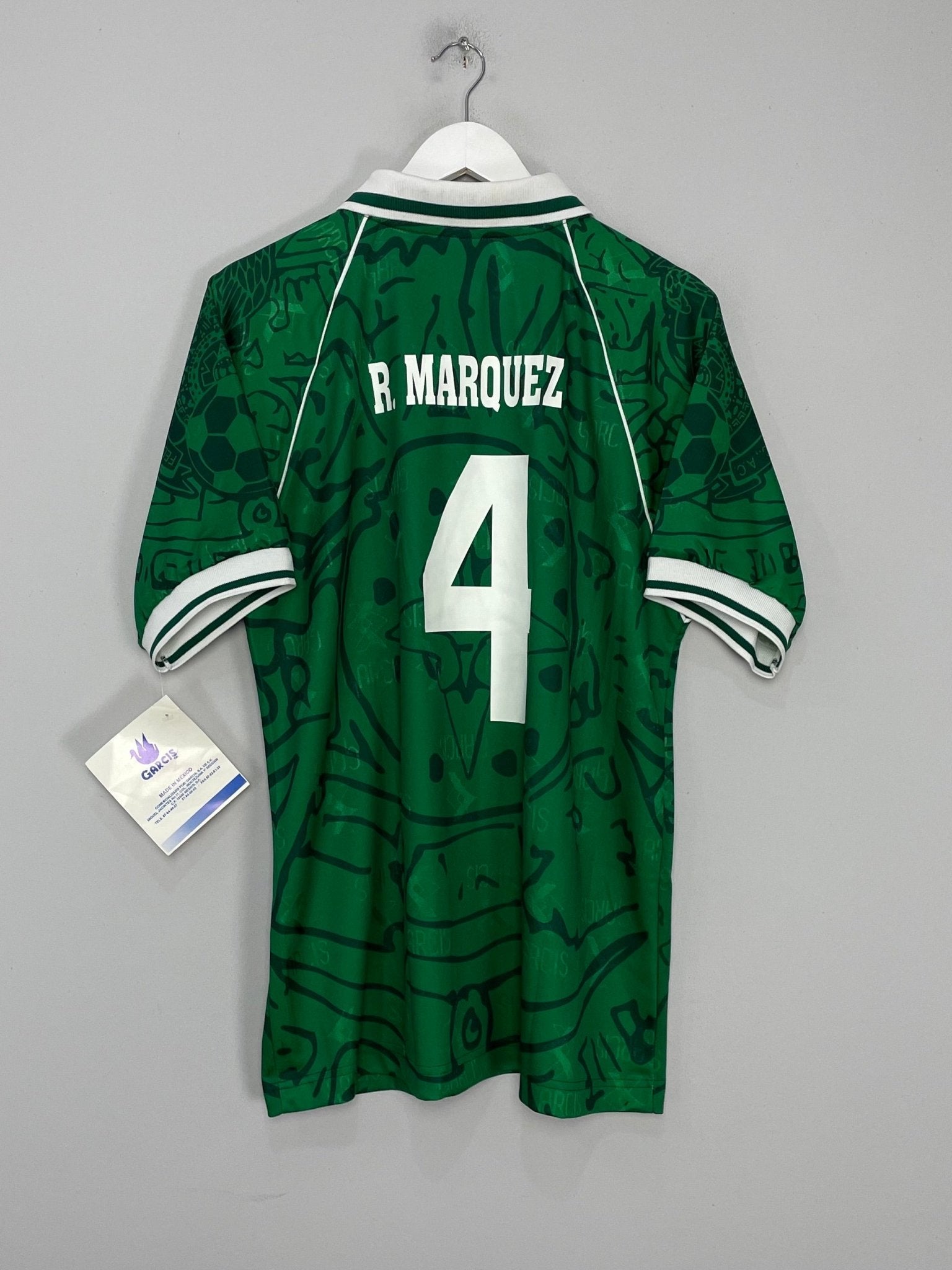 Shop 1999 MEXICO MARQUEZ #4 *BNWT* HOME SHIRT (L) GARCIS, classic football shirts, vintage football shirts & retro soccer jerseys at Cult Kits