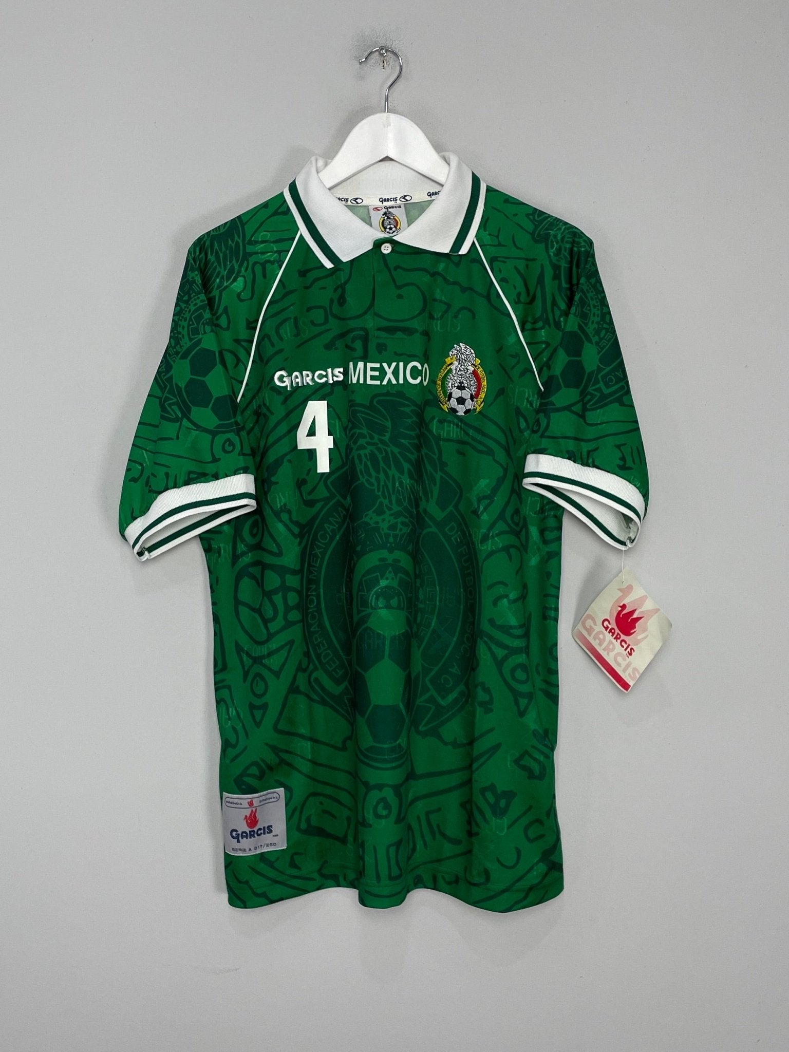 Shop 1999 MEXICO MARQUEZ #4 *BNWT* HOME SHIRT (L) GARCIS, classic football shirts, vintage football shirts & retro soccer jerseys at Cult Kits
