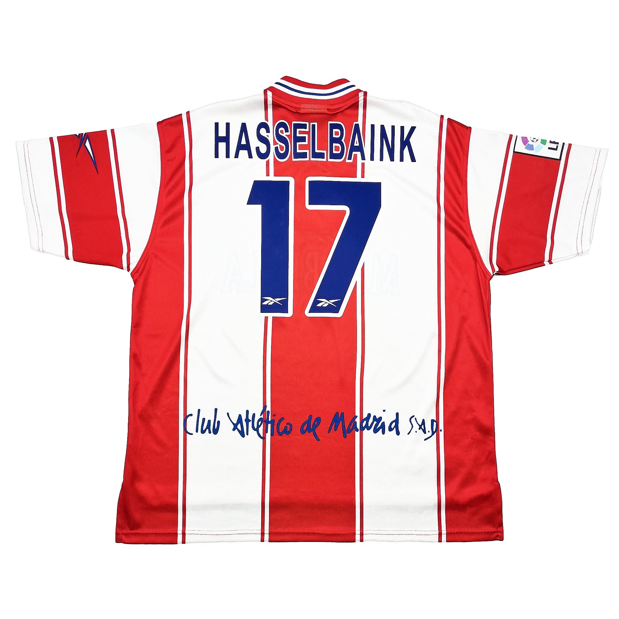 Buy 1999/00 Atletico Madrid Hasselbaink 17 Home Shirt (XL) Reebok ~ Free worldwide shipping ~ Authentic Vintage Football Shirts from Cult Kits