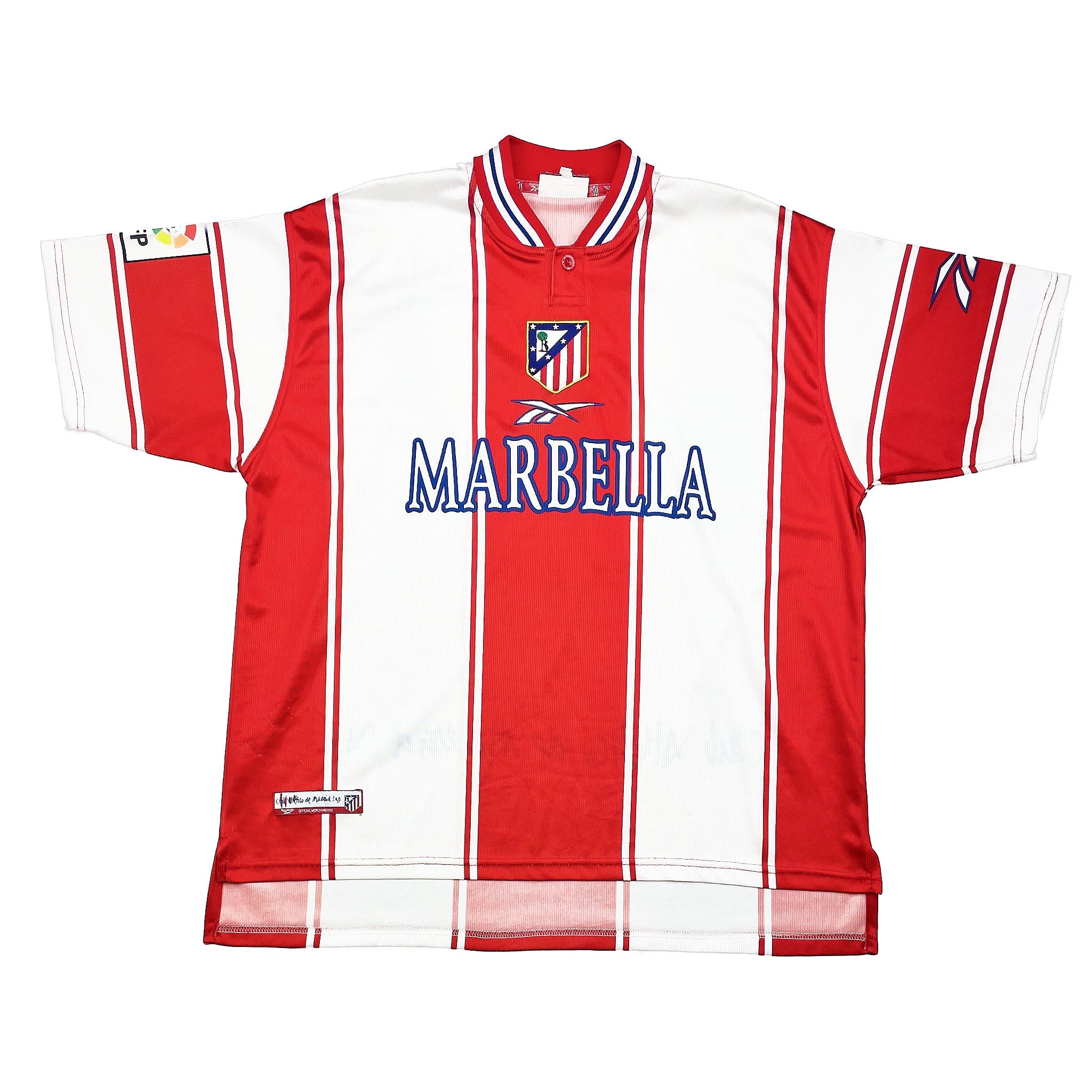 Buy 1999/00 Atletico Madrid Hasselbaink 17 Home Shirt (XL) Reebok ~ Free worldwide shipping ~ Authentic Vintage Football Shirts from Cult Kits