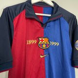 Shop 1999/00 BARCELONA *CENTENARY* HOME SHIRT (L) NIKE, classic football shirts, vintage football shirts & retro soccer jerseys at Cult Kits