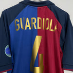 Shop 1999/00 BARCELONA GUARDIOLA #4 *CENTENARY* HOME SHIRT (L) NIKE, classic football shirts, vintage football shirts & retro soccer jerseys at Cult Kits