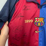 Shop 1999/00 BARCELONA *SQUAD SIGNED* HOME SHIRT (L) NIKE, classic football shirts, vintage football shirts & retro soccer jerseys at Cult Kits