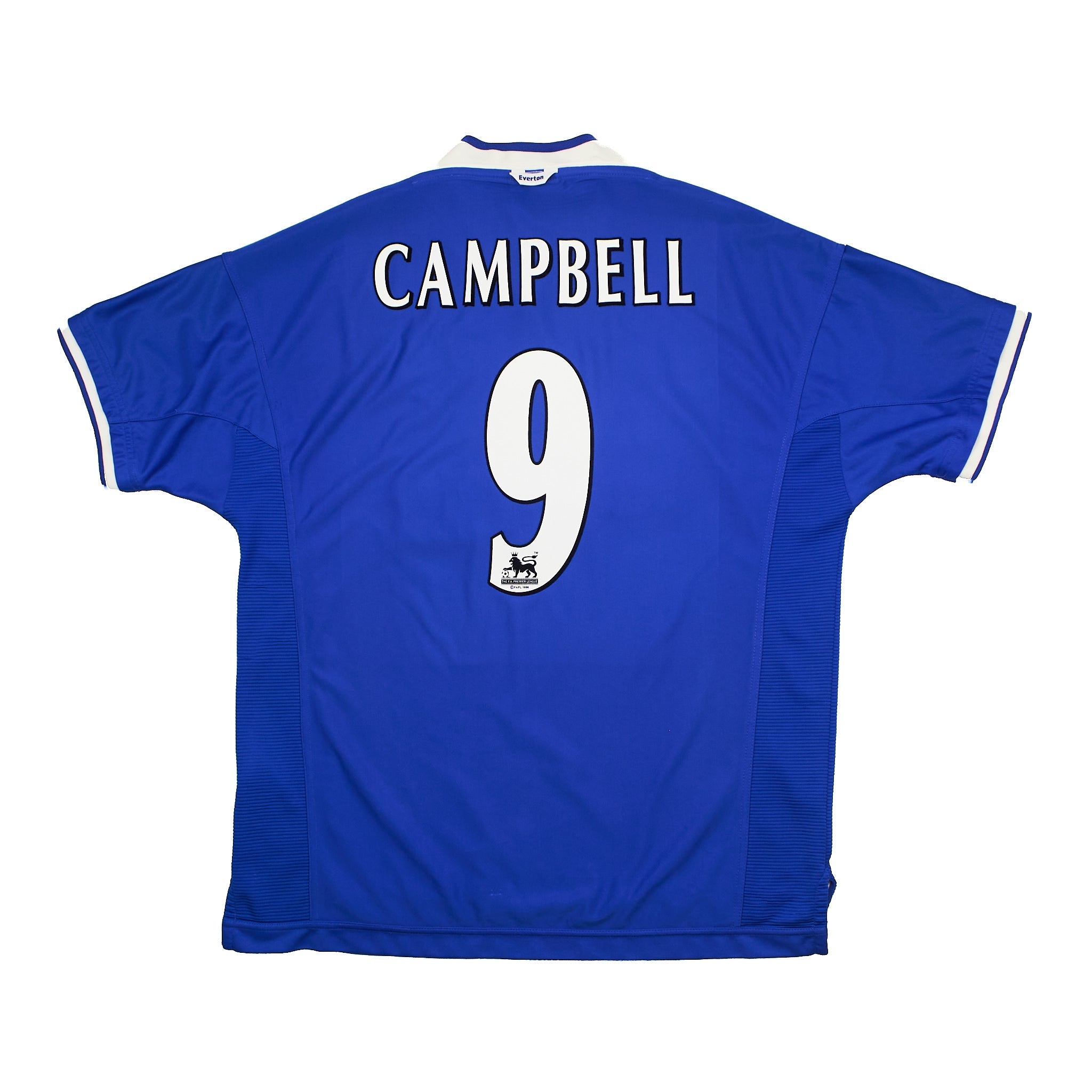 Buy 1999/00 Everton Campbell 9 Home Shirt (XXL) Umbro ~ Free worldwide shipping ~ Authentic Vintage Football Shirts from Cult Kits