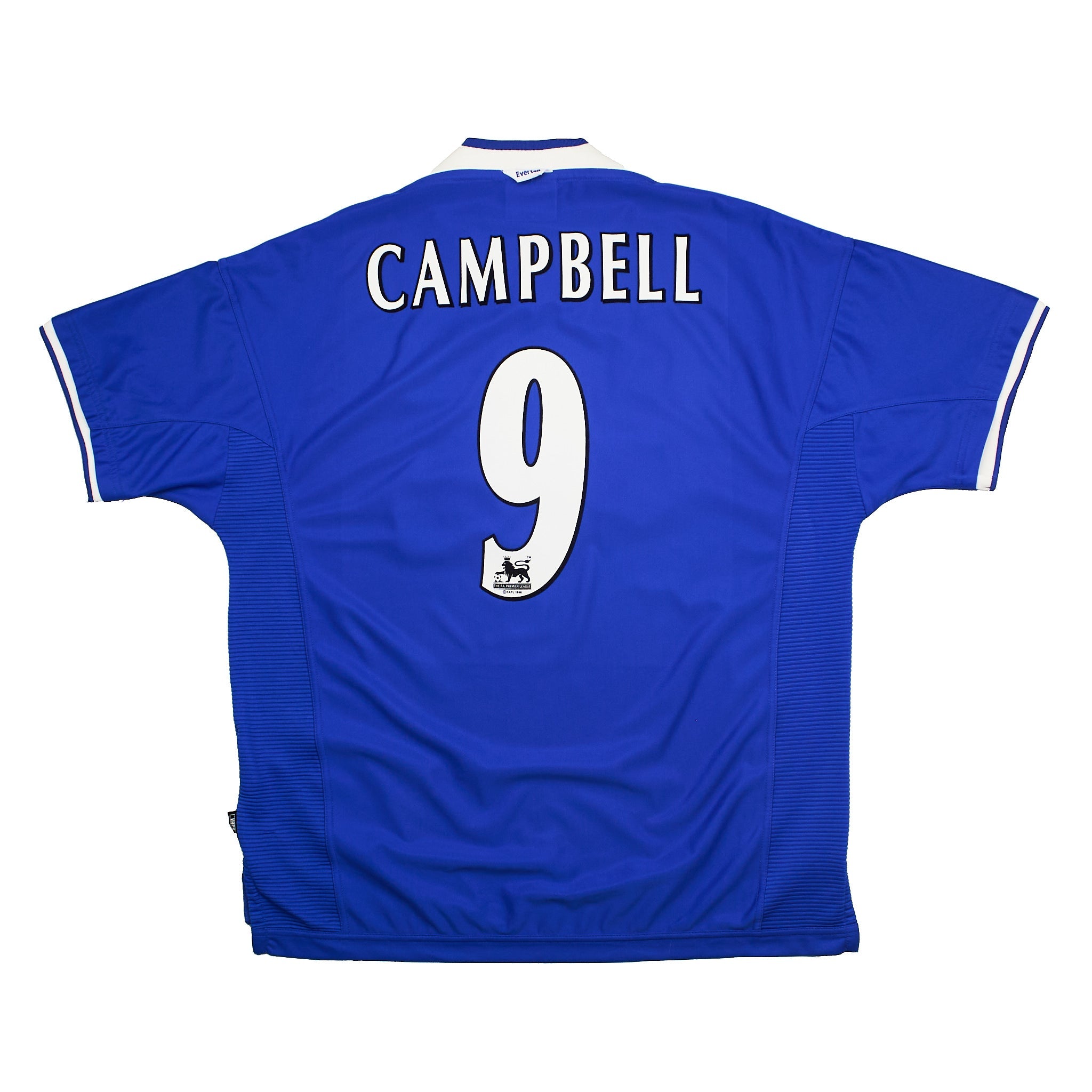 Buy 1999/00 Everton Campbell 9 Home Shirt (XXL) Umbro ~ Free worldwide shipping ~ Authentic Vintage Football Shirts from Cult Kits