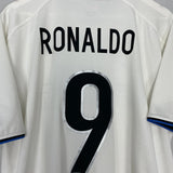 Shop 1999/00 INTER MILAN RONALDO #9 AWAY SHIRT (L) NIKE, classic football shirts, vintage football shirts & retro soccer jerseys at Cult Kits