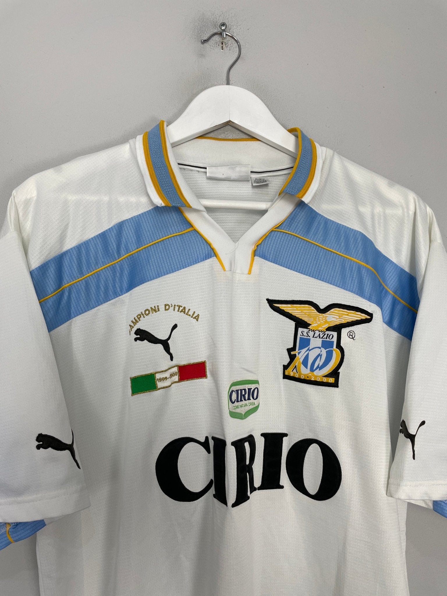 Shop 1999/00 LAZIO *CHAMPIONS* CENTENARY HOME SHIRT (XL) PUMA, classic football shirts, vintage football shirts & retro soccer jerseys at Cult Kits